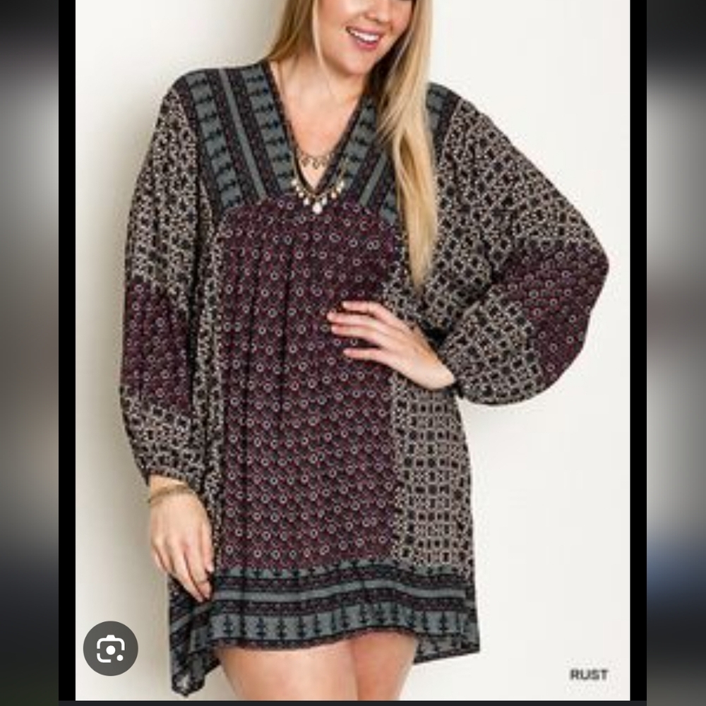 Vintage Elegant Long Sleeve Patterned Dress